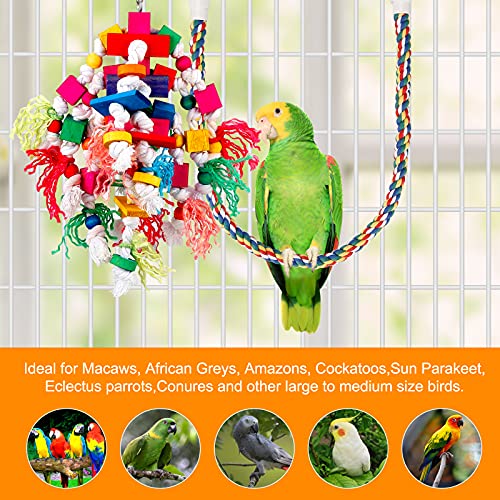 Bird Toys Parrot Toy Large Parrot Chewing Bite Toys Multicolored Wooden Blocks