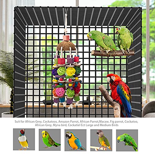 Bird Parrot Toys, Multicolored Wooden Blocks Bird Chewing Toy Parrot Cage Bite Toy