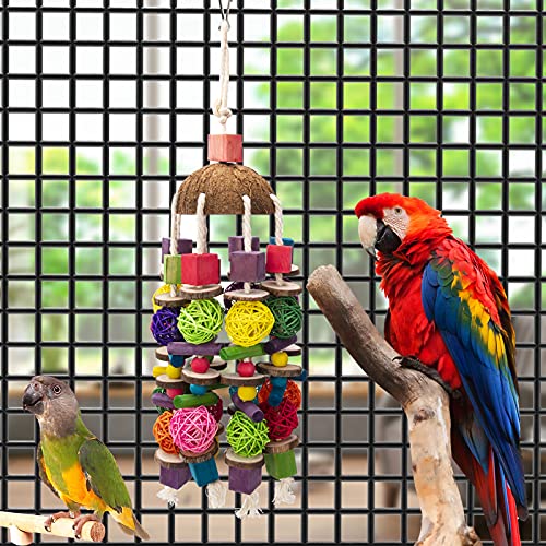 Bird Parrot Toys, Multicolored Wooden Blocks Bird Chewing Toy Parrot Cage Bite Toy