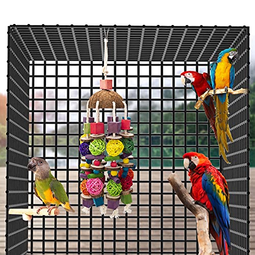 Bird Parrot Toys, Multicolored Wooden Blocks Bird Chewing Toy Parrot Cage Bite Toy