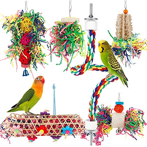 Bird Toys Bird Shredding Foraging Toys Parakeet Toy Chewing Hanging Toy Bird Shredded Paper Bird Cage