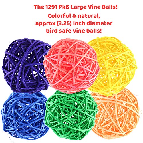 Large Vine Balls Bonka Bird Toys, Colorful Chew Natural Parrot, Parrotlet Budgie Cockatiel