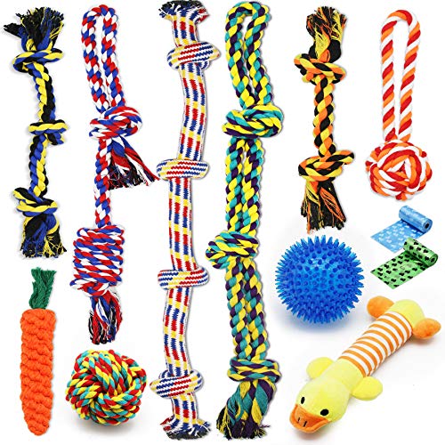 Dogs Toys for Aggressive Chewers (7-50lbs) -12 Pack Valued Dog Toys for Small