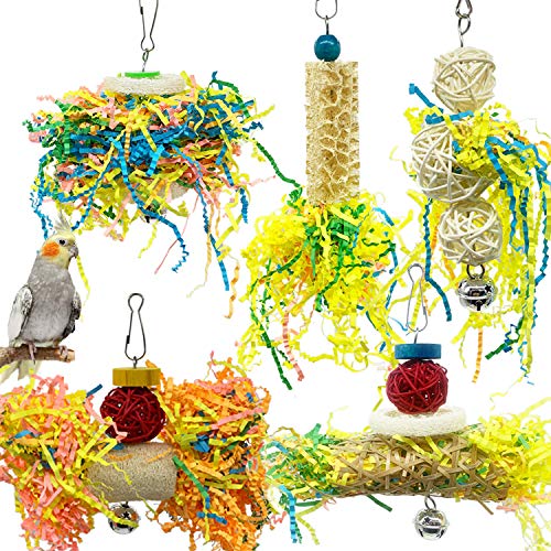 Bird Parrots Shredding Toys Parakeet Chewing Toys Bird Loofah Toys Parrot Cage